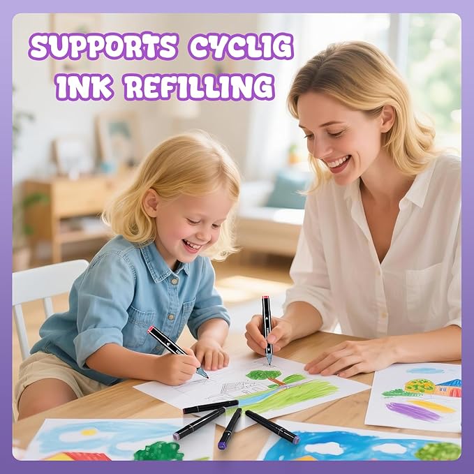 VIDIMAKPRO Alcohol Markers 80 Colors with Base Dual Tip Art Drawing Markers for Kids Students and Adults Comics Sketching Illustration - Refillable