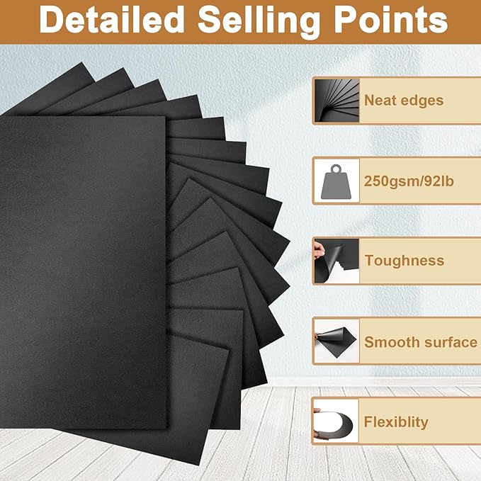 Silunkia 120 Sheets Shimmer Black Cardstock 8.5 x 11 Crafts Paper, 250gsm/92lb Heavyweight Construction Paper Card Stock for Halloween, DIY Cards Making, Greeting Cards, Party, Wedding Invitations