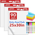 VISCOO Thickened Sticky Easel Pad, 25 x 30 Inches Flip Chart Paper for Teachers, Giant Self-Stick Chart Paper for Wall, Anchor Chart Paper for Classroom/Office with Sticky Note, 90 Sheets/3Pad