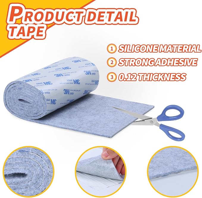 VOCOMO Felt Furniture Pads, Heavy Duty Felts Strip Roll with Adhesive Backing Felt Pads Furniture Feet Cuttable Felts Tape for Protecting Hardwood Floors(5 x 120 x 0.12 Inch, Gray)