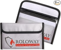 ROLOWAY Small Fireproof Bag (5 x 8 inches), Non-itchy Fireproof Money Bag for Cash, Valuables, Passport, Currency & Keys (2-Pack Silver)