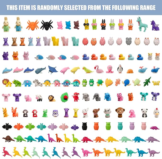 CLOCK KING 90pcs 3D Cute Kids Erasers, Random Desktop Pet Toys Gifts, Classroom Rewards Kids Party Gifts, Various Styles Such as Animals, Food, Plants, Space, Princess, Sports, Halloween, Christmas