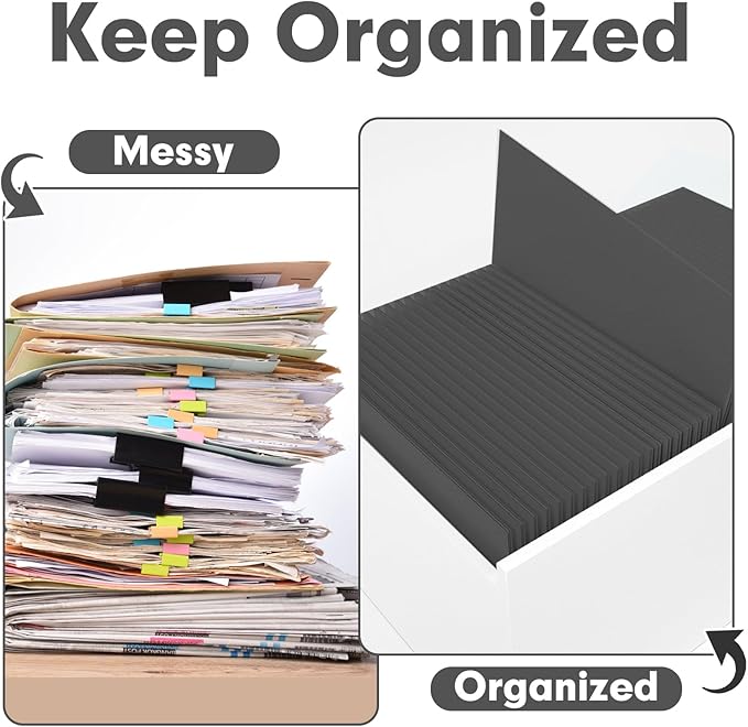 Two Pocket Folders, PANDRI 30 Pack 2 Pocket Folders, Letter Size Paper File Folder for School Office Home Business, Black