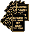 Portrait Round Backstage Personnel Only Beyond This Point Door or Wall Sign Easy Installation | Music | Concert | Festivals Sign (Black Gold) - Medium (10 Pack)