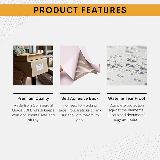 20,000 Pack 7"x10" Shipping Label Sleeves – Clear Self-Adhesive Packing Slip Pouches, Waterproof Packing List Envelopes – Ideal for Shipping Documents, Mailing Labels, Invoices & Packing Slips