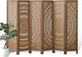 ALeesing 6 Panel Wood Room Divider Fully Assembled, Decorative Room Dividers and Folding Screens, 5.6Ft Room Divider Screen Freestanding Partition Wall Dividers for Home Bedroom Office, Brown
