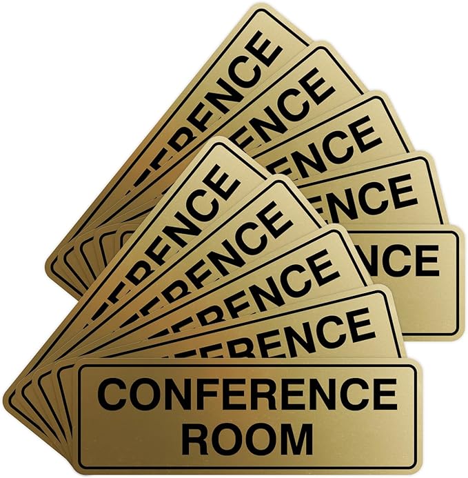Standard Conference Room Sign - Brushed Gold - Large 10 Pack