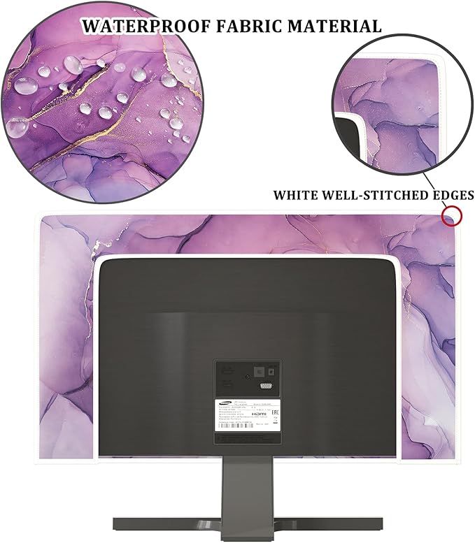 Baocicco Fashion Violet Marble Waterproof TV Dust Cover 80 Inch Anti-Static Dustproof Creative Design TV Screen Cover TV Screen Covers Sleeve Compatible with PC Desktop and TV LED LCD OLED