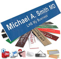 Engraved Name Plates for Door Sign Personalized Blue Plastic Plaque with White Letters - Made in USA 2x10 B9