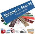 Engraved Name Plates for Door Sign Personalized Blue Plastic Plaque with White Letters - Made in USA 2x6 B9