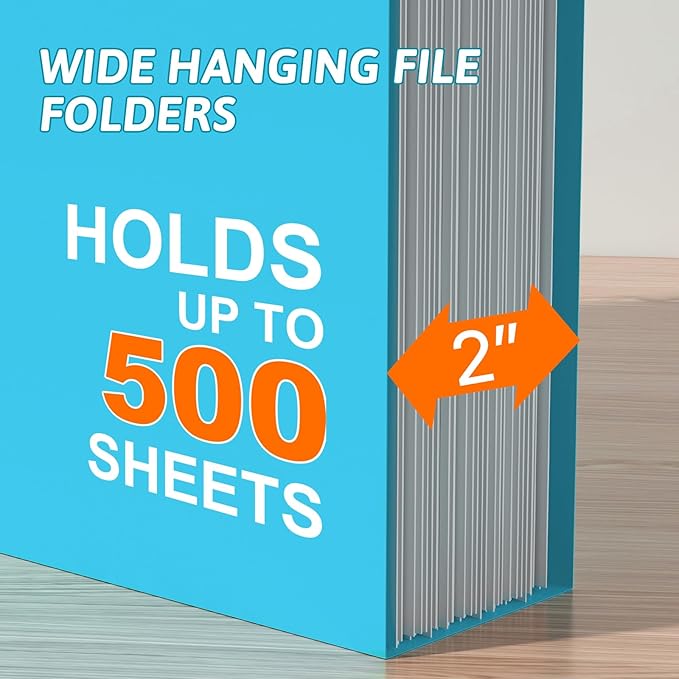 Nordun Extra Capacity Plastic Hanging File Folder Letter Size,12 Pack Reinforced Hang Folders with Heavy Duty 2 Inch Expansion, Durable Hanging Organizer Designed for Bulky Files, Assorted Colors