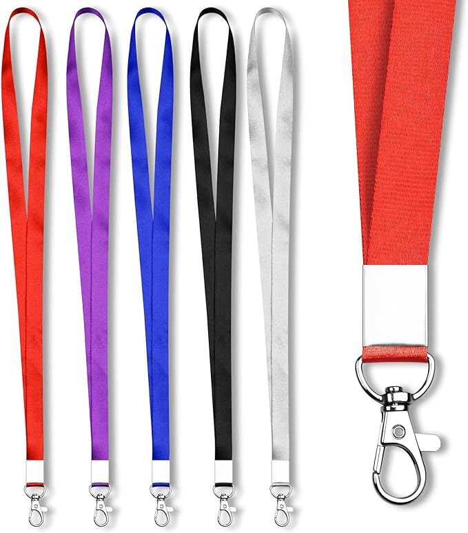 Mcyye 5 PCS Badge Lanyards with Clip for Keys & ID Badges, Premium Lanyard Strap for Teacher, Kids, Men, Women, Badge Lanyard for Cruise, Keys, Wallet, Phone, USB, Keychain