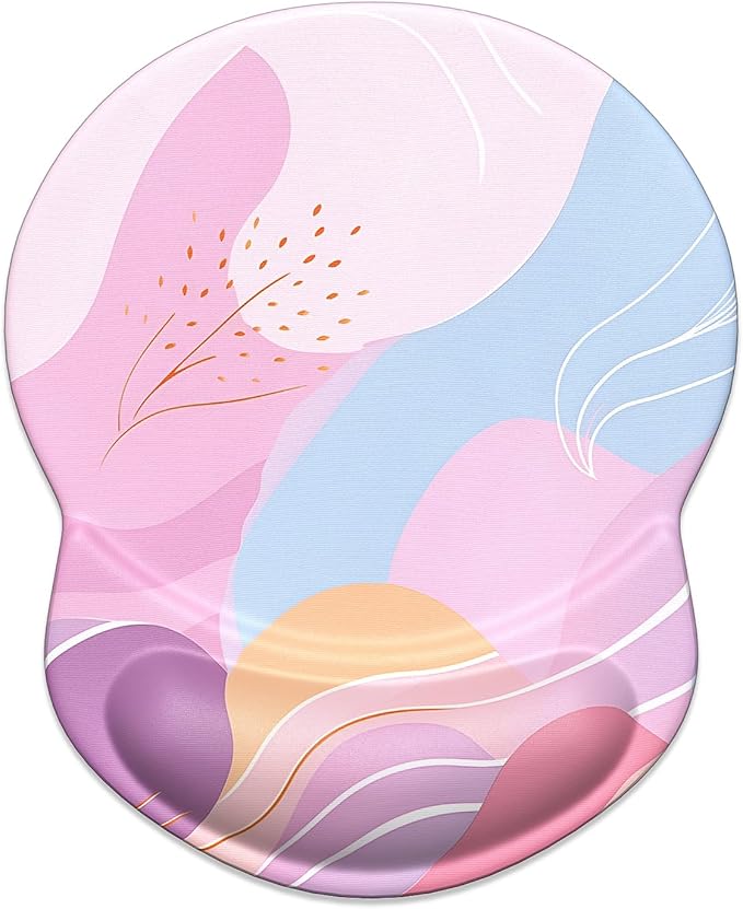 ITNRSIIET Ergonomic Mouse Pad with Gel Wrist Support Small Wrist Rest Smooth Surface Non-Slip PU Base Comfortable Office Supplies Pain Relief, 8.7 x 7.2 inches, Art Style Pattern
