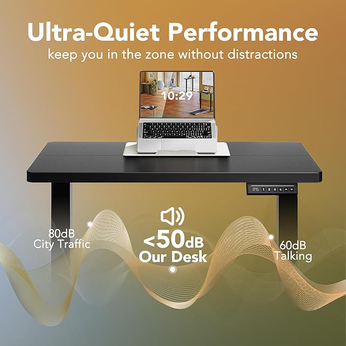HUANUO 32" Small Electric Standing Desk Adjustable Height, 4 Memory Height Settings, Sit Stand Up Desk for Home Office & Computer Workstation, Black