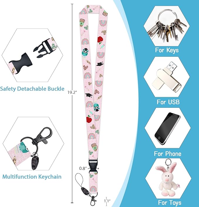 Teacher Life Lanyards for ID Badges Name Tags ID Card Holder, ID Badge Holder with Breakaway Lanyard, Cute Badge Reel Badge Clip Retractable, Women Teacher Nurse School Office Gift