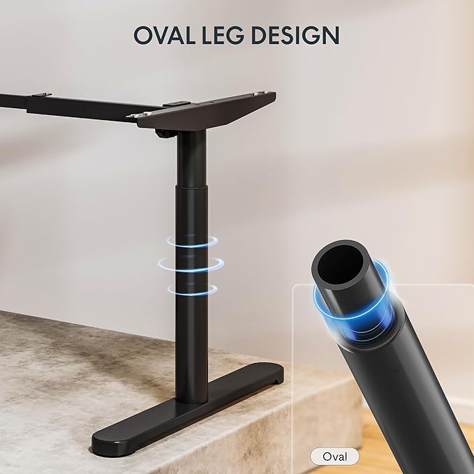 FLEXISPOT Bamboo Electric Standing Desk with Elegant Oval Legs, 60"x30" Height Adjustable Desk for Home Office & Living Spaces, Black Frame