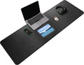 ZORESYN PU Leather Desk Pad (55.1"x15.8") - Waterproof Office Desk Mat for Keyboard and Mouse - Black Extended Mouse Pad with Nonslip Base