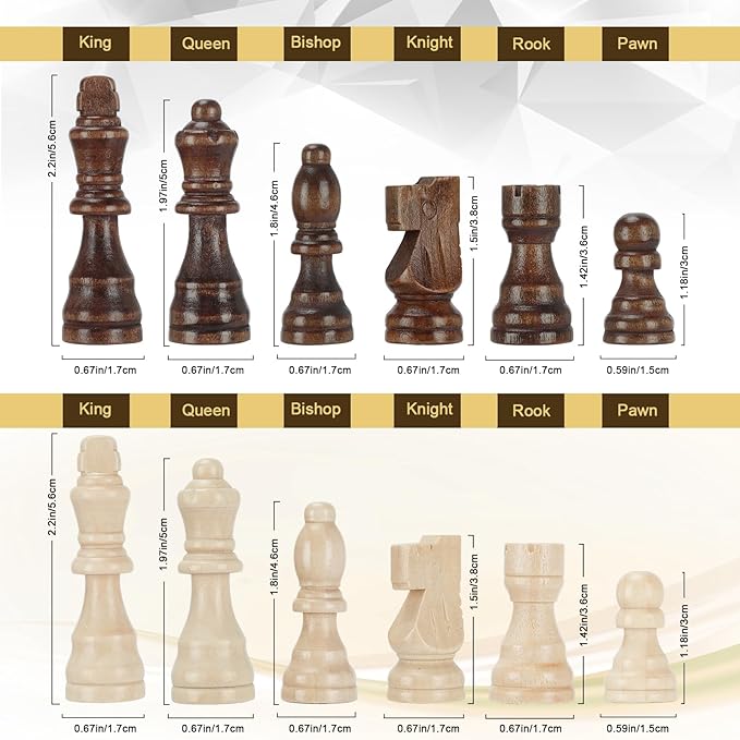 Magnetic Wooden Chess Set for Adults Kids 12'' Chess Board with Handmade Pieces, Folding Portable Travel Unique Chess Sets Game for Tournament Professional Beginner