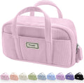 Sooez Large Pencil Case Pouch, Extra Big Pencil Bag with 5 Compartments, Pen Bag Wide Opening, Soft Corduroy Pencil Organizer with Zipper, Cute Aesthetic School Supplies for Teen Girls Light Pink