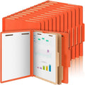 Skyygemm 36 Pcs Classification Folders Letter Size, 2 Divider Pressboard File Folders with 3. 5 Inch Expansion, 2 Prongs Fastener, Heavy Duty Office File Organizers for Teachers, Medical (Orange)