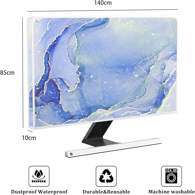 Baocicco Modern Violet Marble Waterproof TV Cover Anti-Static Dustproof Protective Cover for LCD/LED/HD 58, 59, 60 Inch Decorative Monitor Accessories Covers for Television LED LCD OLED TVs Screen