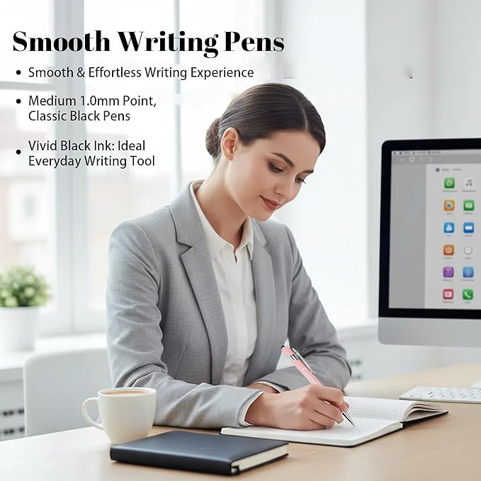 Bulk Custom Personalized Pens with Business Logo Retractable Ballpoint Pen with Stylus tip Appreciation Gifts for Coworkers Smooth Writing Black Ink for School Office Friends Supplies 10-Pack Red