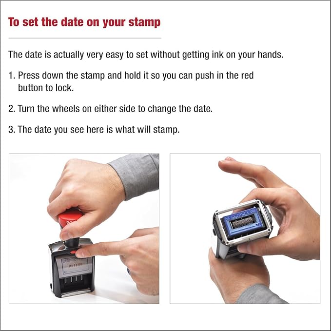 MaxMark Heavy Duty Date Stamp with 6-Line Custom Text, Self Inking Date Stamp - 2360 - Choose from Many Font and Color Options