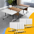 Conference Table Flip Top Mobile Conference Room Tables,Folding Conference Table with Wheels,Large Meeting Training Seminar Table Saving Space for Office Classroom (10, White, 61'')
