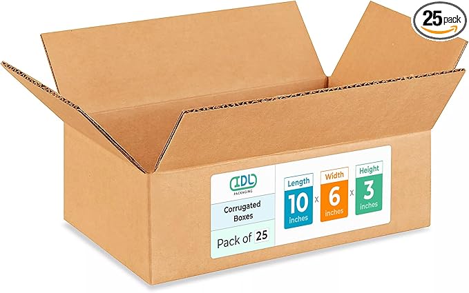 Medium Moving & Shipping Boxes 10"L x 6"W x 3"H, Pack of 10 - Extra Strength 200 lb vs Regular - Corrugated Cardboard Box, Made in USA - Strong Shipping Box Medium by IDL Packaging