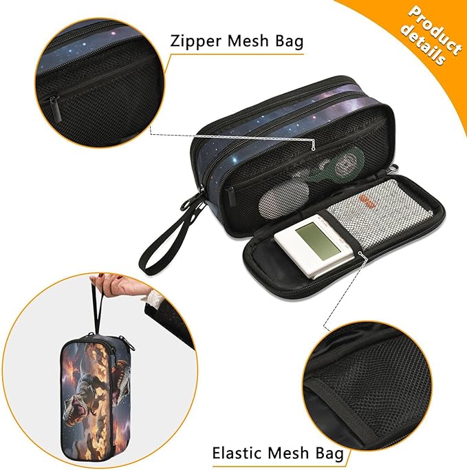 BOENLE Custom Dinosaurs Roar Pencil Case Box Boys Girls Personalized Name Large Pencil Pouch Stationery Pen Bag Organizer for Kids Adults School Office