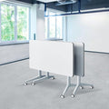 Goakwwuz Conference Room Table, Folding Conference Tables,Thicken Grey Tabletop,Flip Top Wooden Seminar Meeting Room Table for Conference Room Offices (2, White, 70.8”)