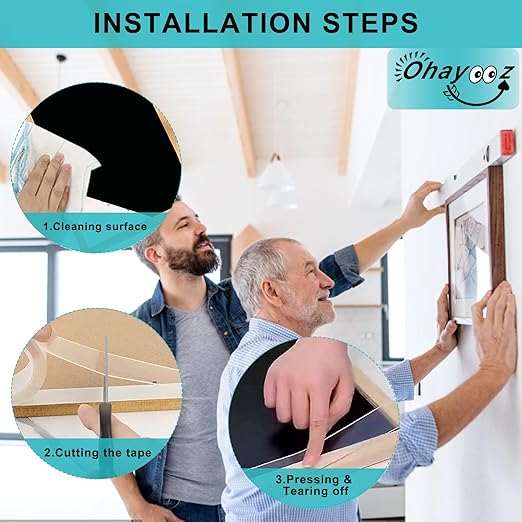 Ohayooz® Extra Strong Double Sided Tape Heavy Duty Removable 30FT, Clear Sticky Adhesive Nano Tape Tough Washable Waterproof Mounting Tape for Hanging Picture, Poster, Carpet, Photo Deco, Pack of 3