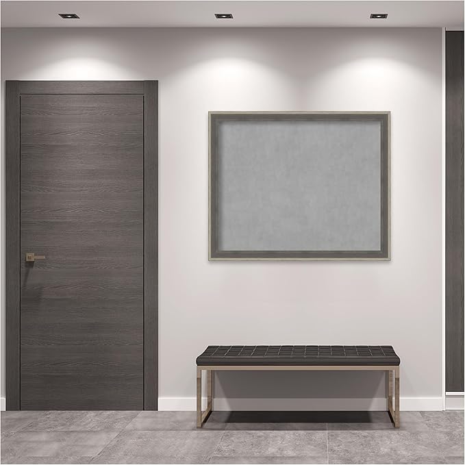 Amanti Art Grey Framed Magnetic Board 37x45 X-Large Vision Board for use with Magnets, 100% Metal Sheet to Display Items as Office Decor or for Home Organization in mudroom, Kitchen or Kids Room