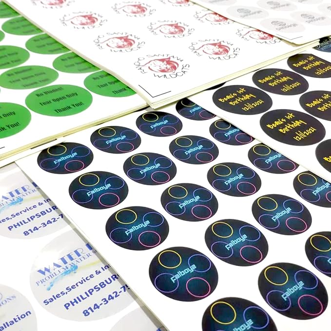 Custom 100-500 Stickers with Any Image Logo and Text. Personalized Labels for Business Logo, Thank You Notes (Circle, 1 Inch)