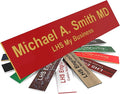 Engraved Name Plates for Door Sign Personalized Red Plastic Plaque with Gold Letters - Made in USA 2x4 B17