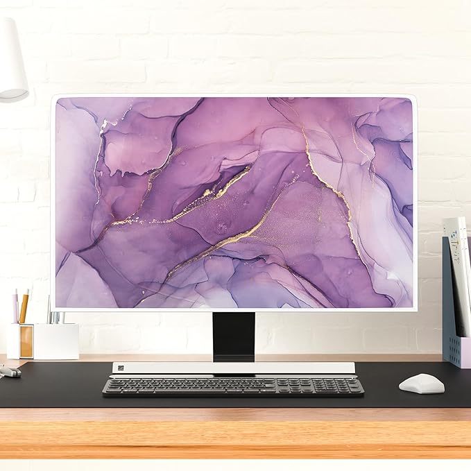 Baocicco Fashion Violet Marble Waterproof TV Dust Cover 50, 51, 52 Inch Anti-Static Dustproof Creative Design TV Screen Cover TV Screen Covers Sleeve Compatible with PC Desktop and TV LED LCD OLED