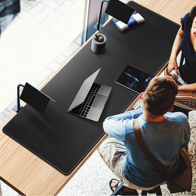 CENNBIE 59" x 27.5" Large Leather Desk Mat, Extended Mega Size Mouse Pad with Full Desk Coverage, Waterproof Office Desk Protector (Black)