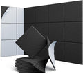 UNECHO 12 Pack 12" X 12" X 0.4" Acoustic Panels for Wall Sound Absorbing, Square Self-Adhesive Sound Panels, High Density Suitable for Multiple Scenarios(Black)