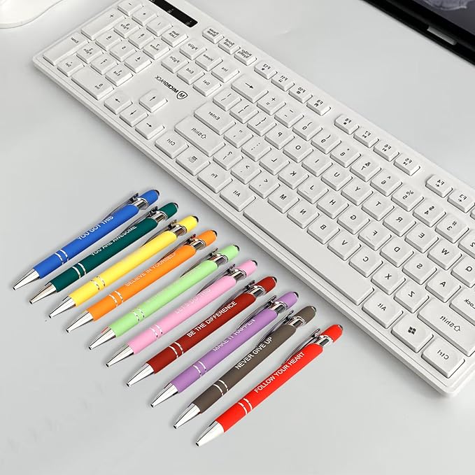 Luxeviss 100 Pcs Inspirational Pens Bulk - Motivational Ink Ballpoint Pen with Quotes Stylus Tip Nurse Gifts for School Coworkers Office Supplies Black Ink