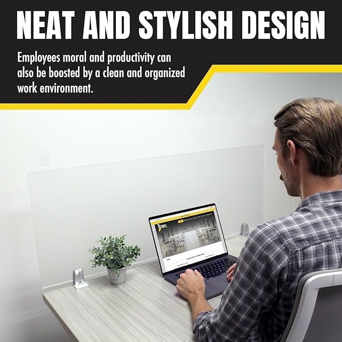 OBEX Clear Acrylic Desk Mounted Privacy Panel, 24" x 60", Clear