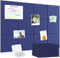 Smarpau Large Cork Board for Walls, 12 Pack Square Bulletin Board, 48"x36" Pin Board with Pushpins Removable Security Stickers, Felt Wall Tiles for Office Home Decoration-Deep Blue