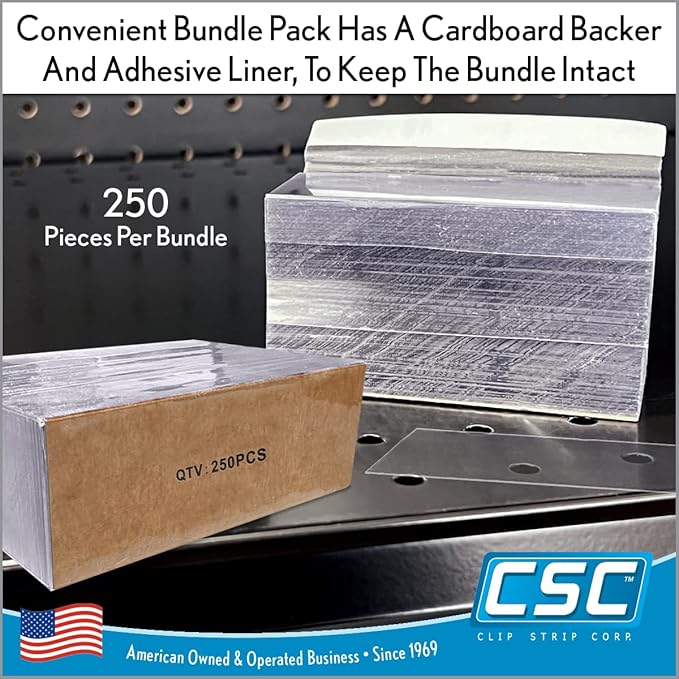 Clip Strip Corp. Price/Data Channel Label Holder Chips, Clear Plastic Tags, 2.5" L x 1.25" H, 7.5 Mil Thick, Gondola Shelf Edge, Reusable, Made for Point of Purchase Shelf Molding (2000)