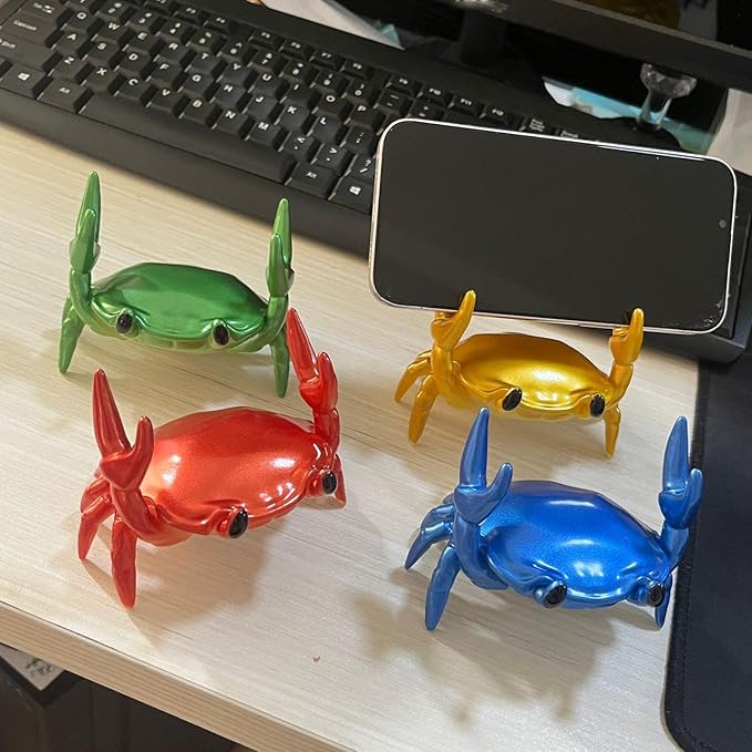 LOGUTIA Crab Phone Pencil Stand Creative Pen Holder Pencil Holder Spoon Holder - Blue Crab Phone Stand Crab Pen Holder Support Cute Crab Statue(blue)