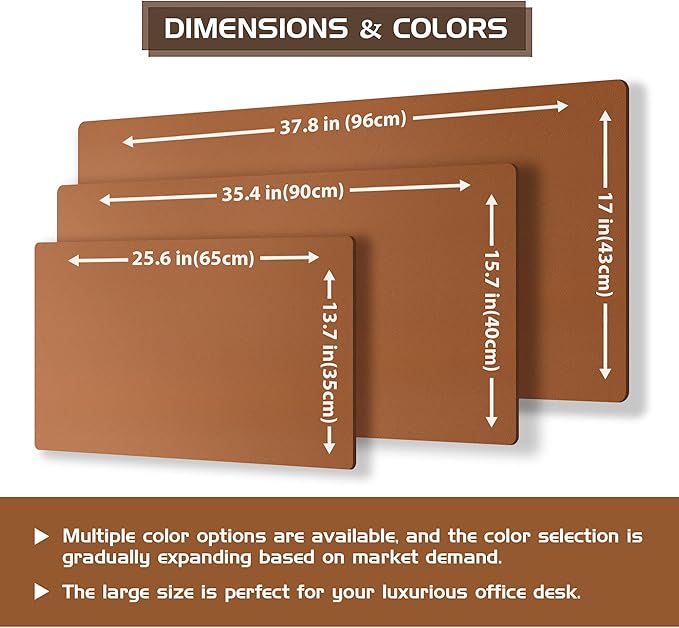 Aothia Double-Sided Desk Pad, 35.4" x 15.7"Leather Desk Mat, Eco Cork Desk Pad Protector,Large Mouse Pad,Waterproof Desk Blotter for Office/Home(Brown)
