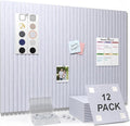 Smarpau Large Cork Board for Walls, 48"x36" Bulletin Board, 12 Pack Slat Felt Wall Tiles with Pushpins Removable Security Tabs, Pin Board for Office Wall Organizer Protector -Grey