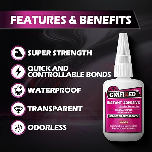 Super Glue Kit 4 oz All Purpose CA Glue with Anti-Clog Cap & Microtips for Woodworking, 3D Printing, Ceramic - Strong Fast Medium-Thick Cyanoacrylate Adhesive for Wood, Aquarium, Model, Glass, Craft