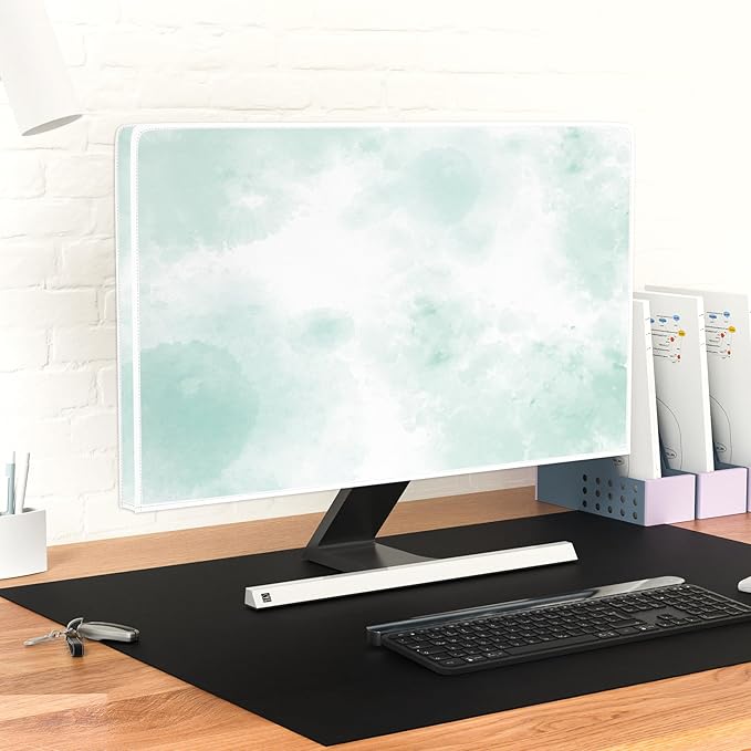 Baocicco Abstract Watercolor Waterproof TV Display Screen Cover 80 Inch Cyan Marble Dip Dyeing Dust Proof TV Covers for Television Screen Anti-Static Dustproof Protective，Mint Green