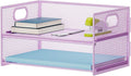 Marbrasse 2 Tier Paper Organizer Letter Tray, Mesh File Organizer with Handle, Paper Sorter Desk Organizer for Home Office Supplies - Purple