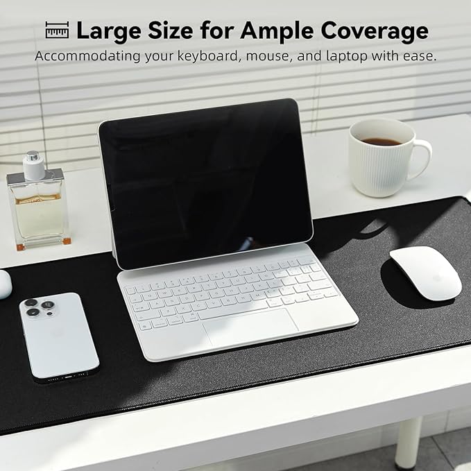 Reniteco Large Gaming Mouse Pad with Durable Stitched Edges, Non-Slip Rubber Base, Big Computer Keyboard Mouse Mat Desk Pad for Home Office Gaming Work, 27.6''x11.8''x0.12'', Black