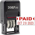ZIGEL D50 Date Stamp with Paid - Self Inking Date Stamp - Red